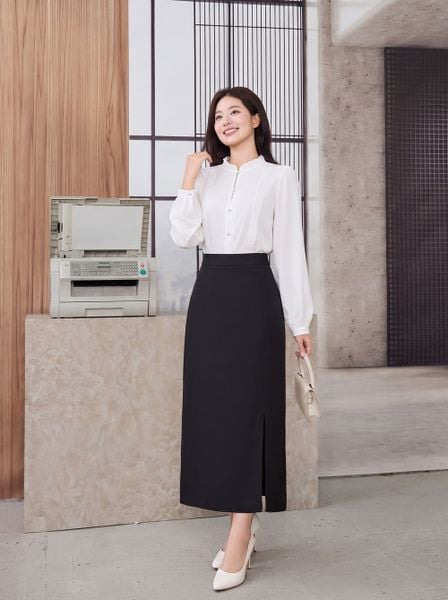  Chân váy suông dáng ôm xẻ trước 