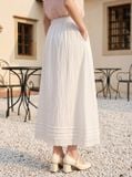  Chân váy thô gió maxi bấu ly phối gấu 