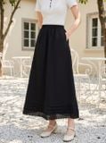  Chân váy thô gió maxi bấu ly phối gấu 