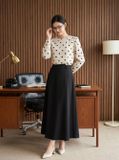  Chân váy tuýt si nhung chéo dáng xòe rủ vạt lệch 