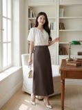  Chân váy Denim mềm dáng A dài xẻ sau thanh lịch 