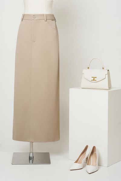  Chân váy dài dáng suông cạp cao 