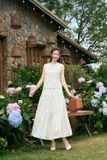  Chân váy maxi nhún tầng cạp chun 