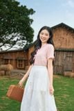  Chân váy Maxi thô thêu cạp chun phối dây mộc tinh tế 