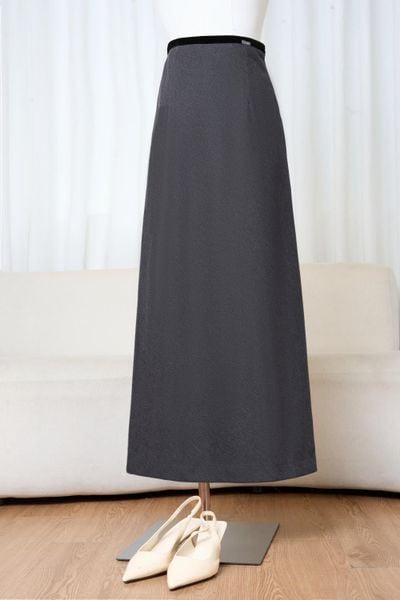  Chân váy A dài phối viền cạp 