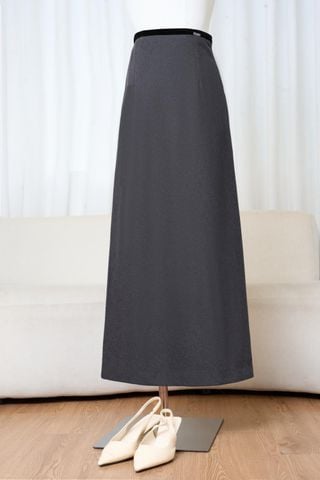 Chân váy A dài phối viền cạp