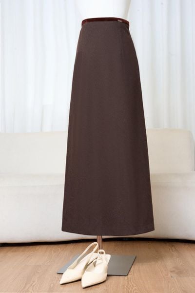  Chân váy A dài phối viền cạp 