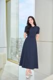  Đầm denim tay cộc cổ đức dáng xòe 