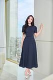  Đầm denim tay cộc cổ đức dáng xòe 