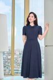  Đầm denim tay cộc cổ đức dáng xòe 