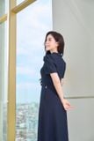  Đầm denim tay cộc cổ đức dáng xòe 