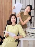  Đầm linen maxi cổ tròn viền ren 