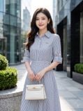  Đầm sơ mi tay cài đỉa đai liền chân rủ 