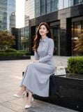  Đầm sơ mi tay cài đỉa đai liền chân rủ 