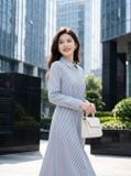  Đầm sơ mi tay cài đỉa đai liền chân rủ 