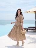  Đầm maxi tay lỡ trang trí ly ngực 
