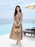  Đầm maxi tay lỡ trang trí ly ngực 