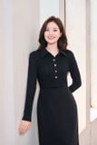  Đầm thun phối chéo cổ đức bổ trụ 
