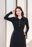 Đầm thun phối chéo cổ đức bổ trụ 