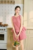  Bộ đồ nữ thô kẻ sát nách cổ tròn gấu bèo tầng 