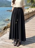  Chân váy Chiffon Maxi cạp chun phối dây đai tinh tế 