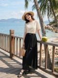  Chân váy Chiffon Maxi cạp chun phối dây đai tinh tế 