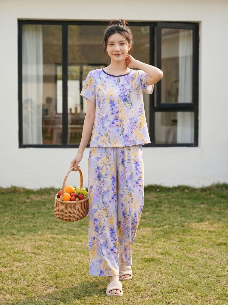  Bộ suông tay cộc phối viền NOHU là nhà cái nổ hũ đổi thưởng uy tín hàng đầu 