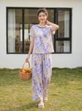  Bộ suông tay cộc phối viền cổ tròn 