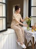  Bộ suông tay cộc phối viền cổ tròn 