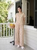  Bộ suông tay cộc phối viền cổ tròn 