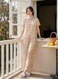  Bộ suông tay cộc phối viền cổ tròn 