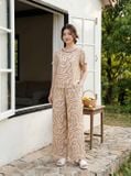  Bộ suông tay cộc phối viền cổ tròn 