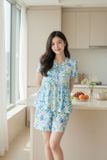  Bộ đồ nữ vải Lanh đùi tay cộc dáng Babydoll họa tiết hoa 