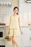  Bộ đồ đùi nữ vải đũi bamboo sát nách cổ phối hạt mộc 