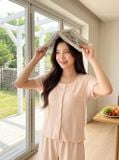  Bộ đồ đùi nữ thun tăm tay cộc nẹp cúc trang trí. 