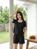  Bộ đồ đùi nữ thun tăm tay cộc nẹp cúc trang trí. 