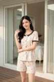  Bộ đồ đùi tăm lạnh tay cộc cổ tròn phối gấu bèo họa tiết tim 