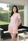  Bộ đồ nữ Cotton đùi cổ tròn tay cộc họa tiết hoa thêu 