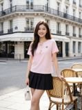  Áo ngắn tay luồn dây buộc cổ có tag chữ 