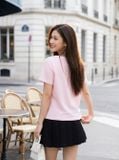  Áo ngắn tay luồn dây buộc cổ có tag chữ 
