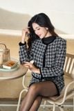 Áo khoác nữ dạ Tweed Narci dáng ngắn phối viền nhung 
