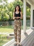  Quần lanh baggy cạp chun túi chéo họa tiết thổ cẩm 
