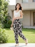 Quần lanh baggy cạp chun túi chéo họa tiết thổ cẩm 