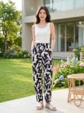  Quần lanh baggy cạp chun túi chéo họa tiết thổ cẩm 