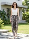  Quần lanh baggy cạp chun túi chéo họa tiết thổ cẩm 
