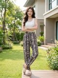  Quần lanh baggy cạp chun túi chéo họa tiết thổ cẩm 