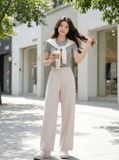  Quần chéo suông cạp cao túi chéo gân trước 