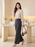  Quần dạ suông ống đứng cạp liền khóa sau 