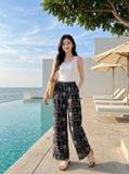  Quần linen dài suông họa tiết 