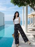  Quần linen dài suông họa tiết 